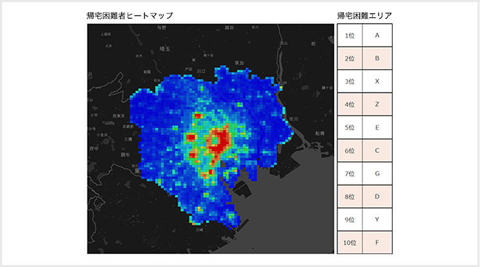 帰宅困難者の分布