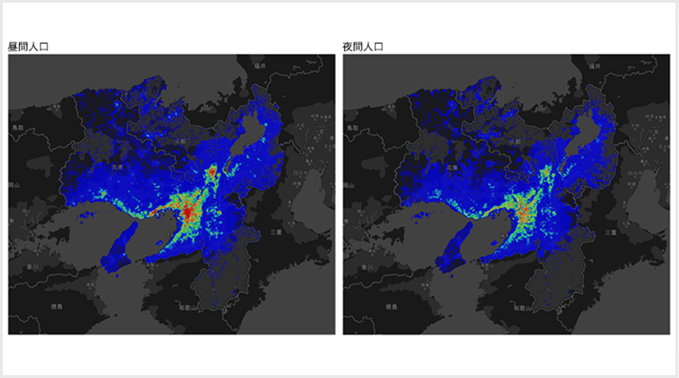 地域の人口分布(昼間＆夜間)