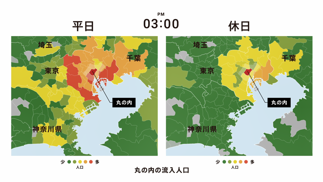 丸の内エリア来訪者の居住地マップ